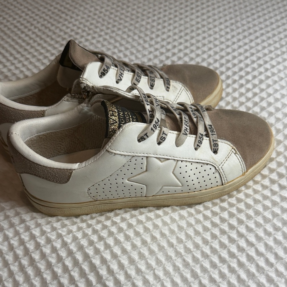 Vintage Havana Kids White and Taupe Star Sneakers